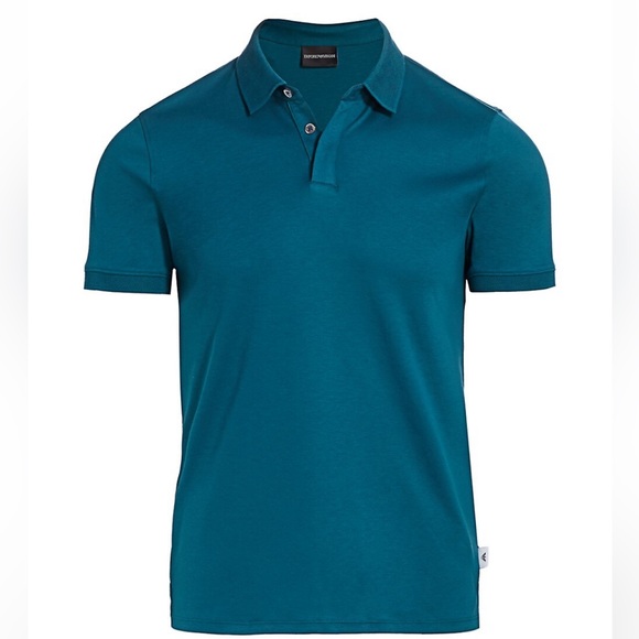 Emporio Armani Men’s Turquoise Solid Polo Size M